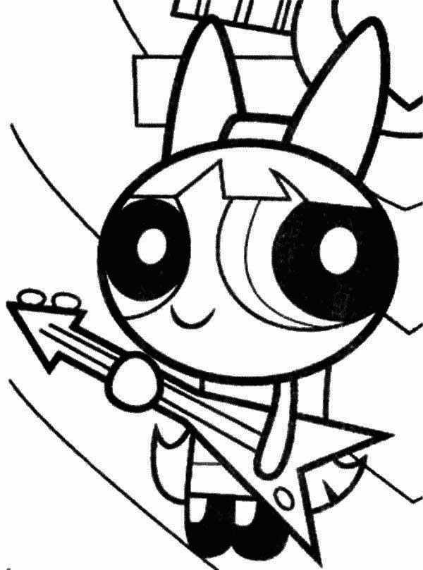 Blossom Playing Guitar in The Powerpuff Girls Coloring Page ...