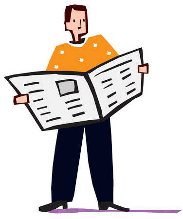 Stock Illustration - A man reading a newspaper