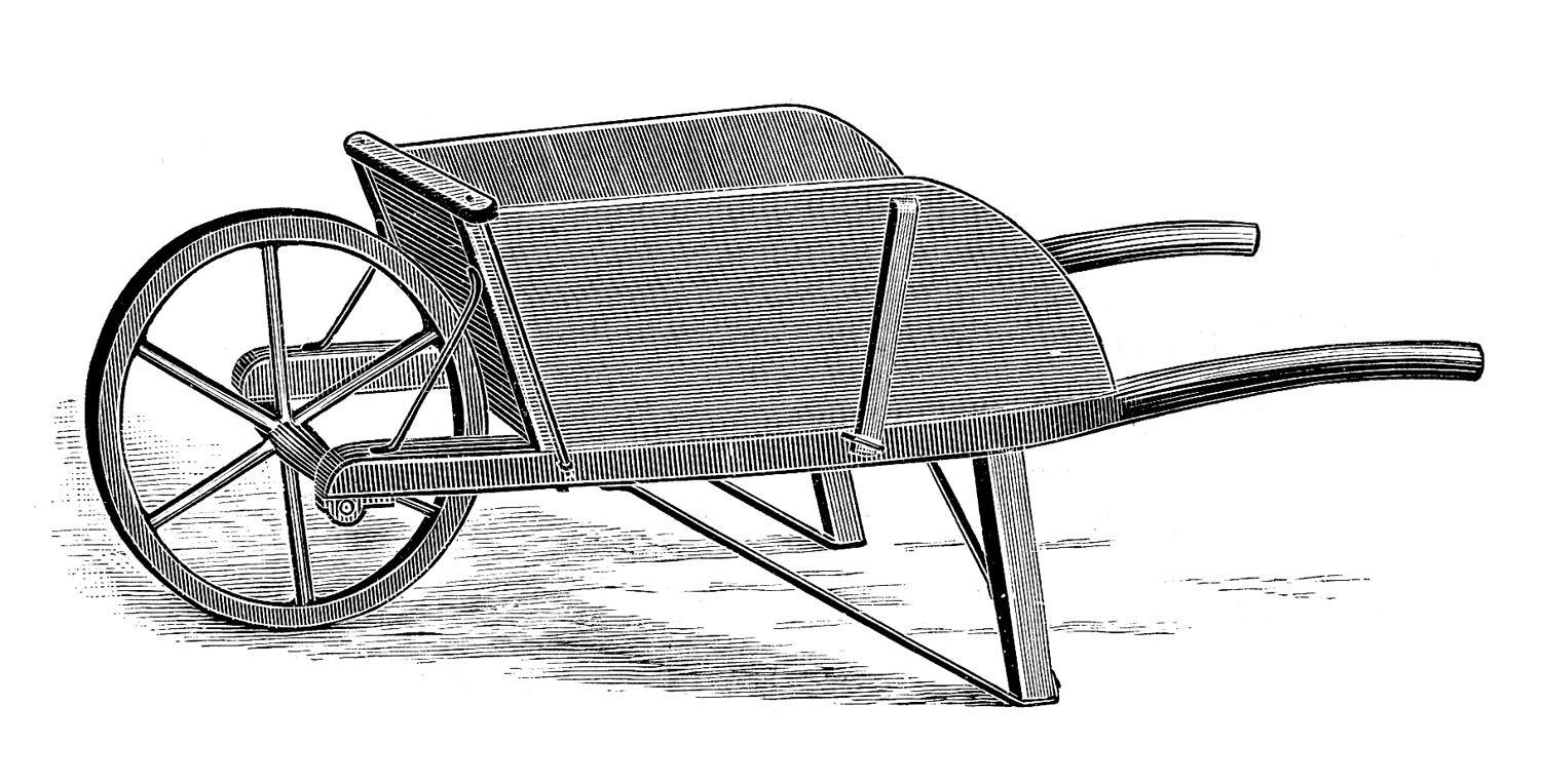 Vintage Clip Art - Old Fashioned Wooden WheelBarrow - The Graphics ...
