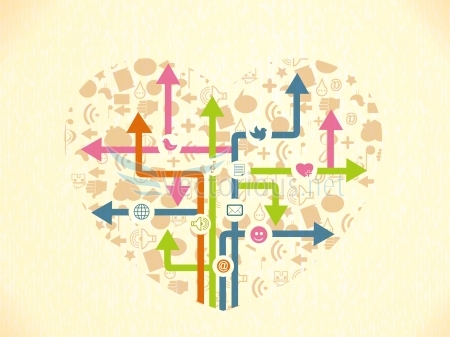 telecommunication vector heart with social icons - Stock vector ...