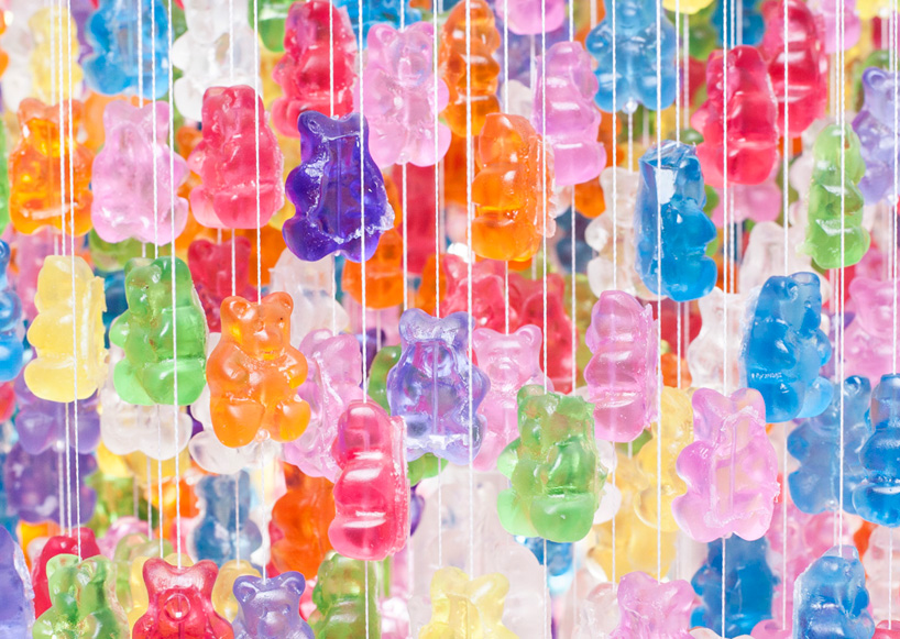 chandelier made from 3,000 gummy bears by kevin champeny
