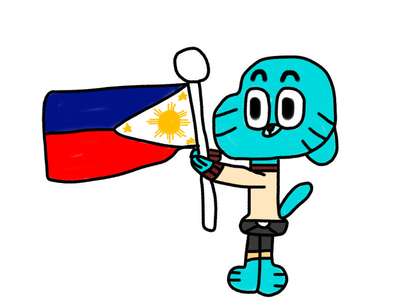 Gumball holding the Philippine Flag