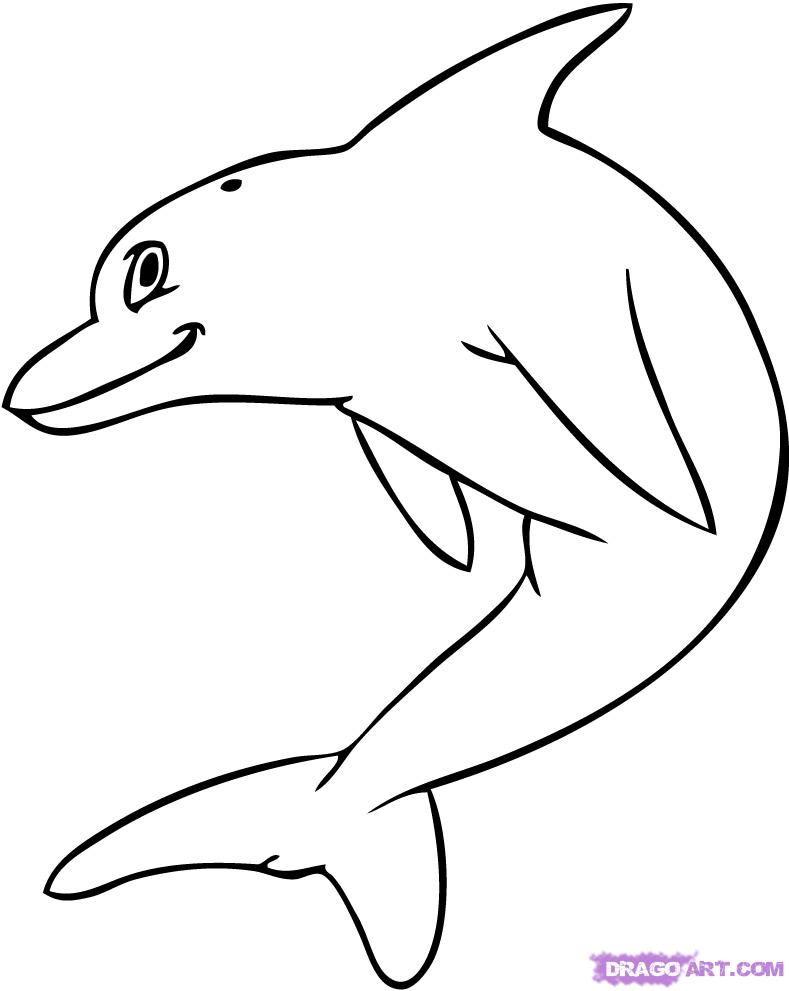How to Draw a Cartoon Dolphin, Step by Step, Cartoon Animals ...
