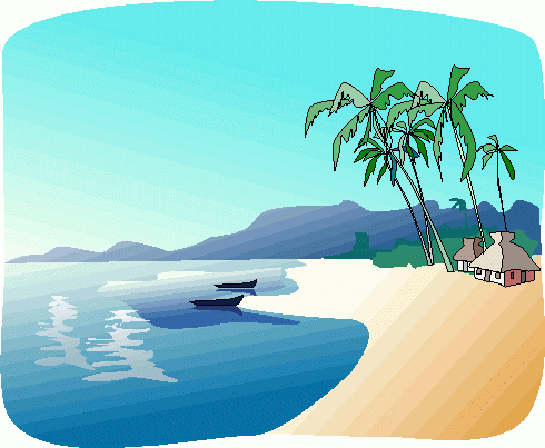 beach huts clipart