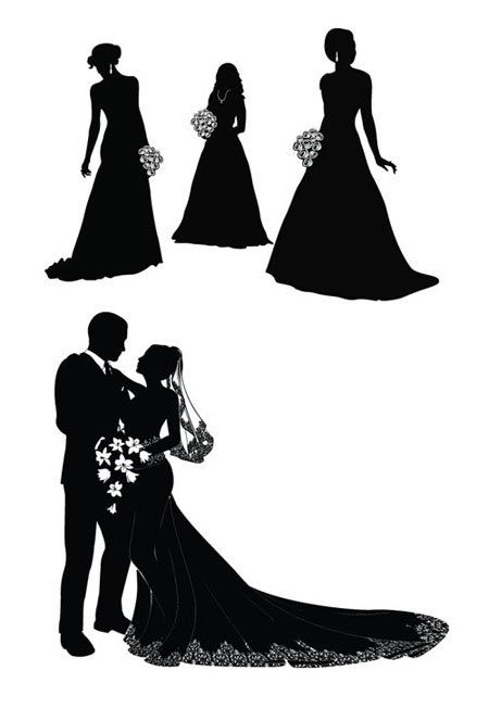 The bride and groom, wedding silhouette_Vectors Download | Crazy ...