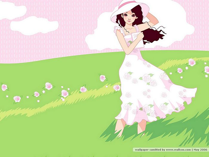 Fashion Fair Lady - Cartoon Illustration by Uchon 8 - Wallcoo.net
