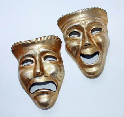 Brass Drama Mask Happy Sad Faces by Old2NewMemories on Etsy