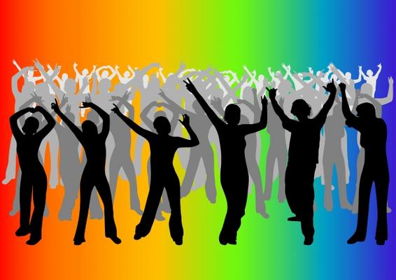 Happy young people dancing in a disco - Marloes Van Valen as art ...