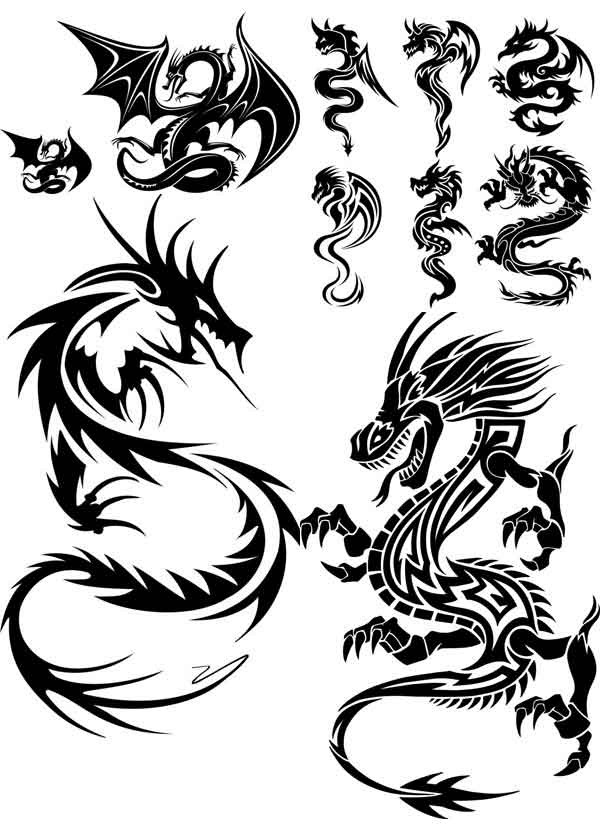 Download dragon-shaped pattern – vector material | My Free ...