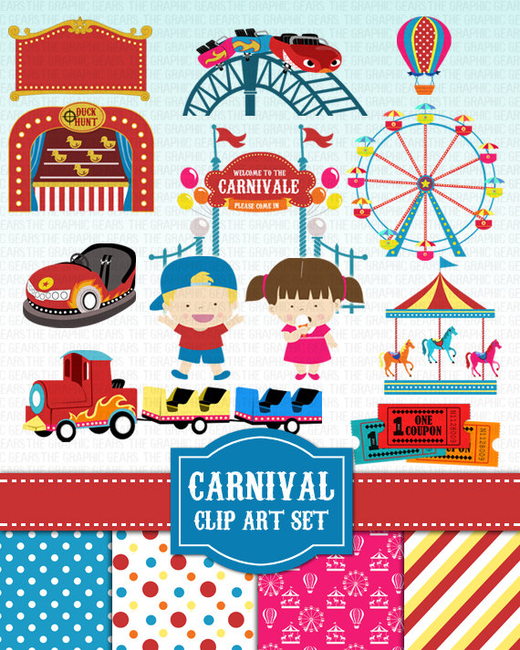 Carnival Clip Art Amusement Park Fair Clipart Set by GraphicGears