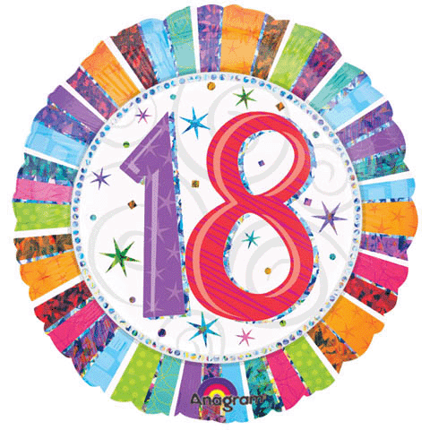 18 #18 Radiant Birthday Holographic Foil Balloon - Pkg [A16067 ...