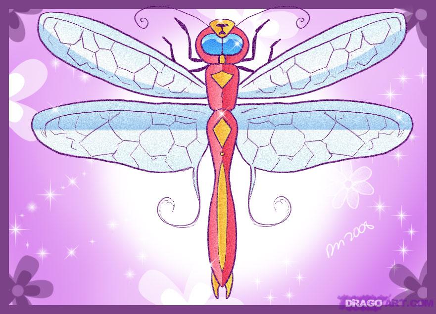 How to Draw a Dragonfly, Step by Step, Bugs, Animals, FREE Online ...