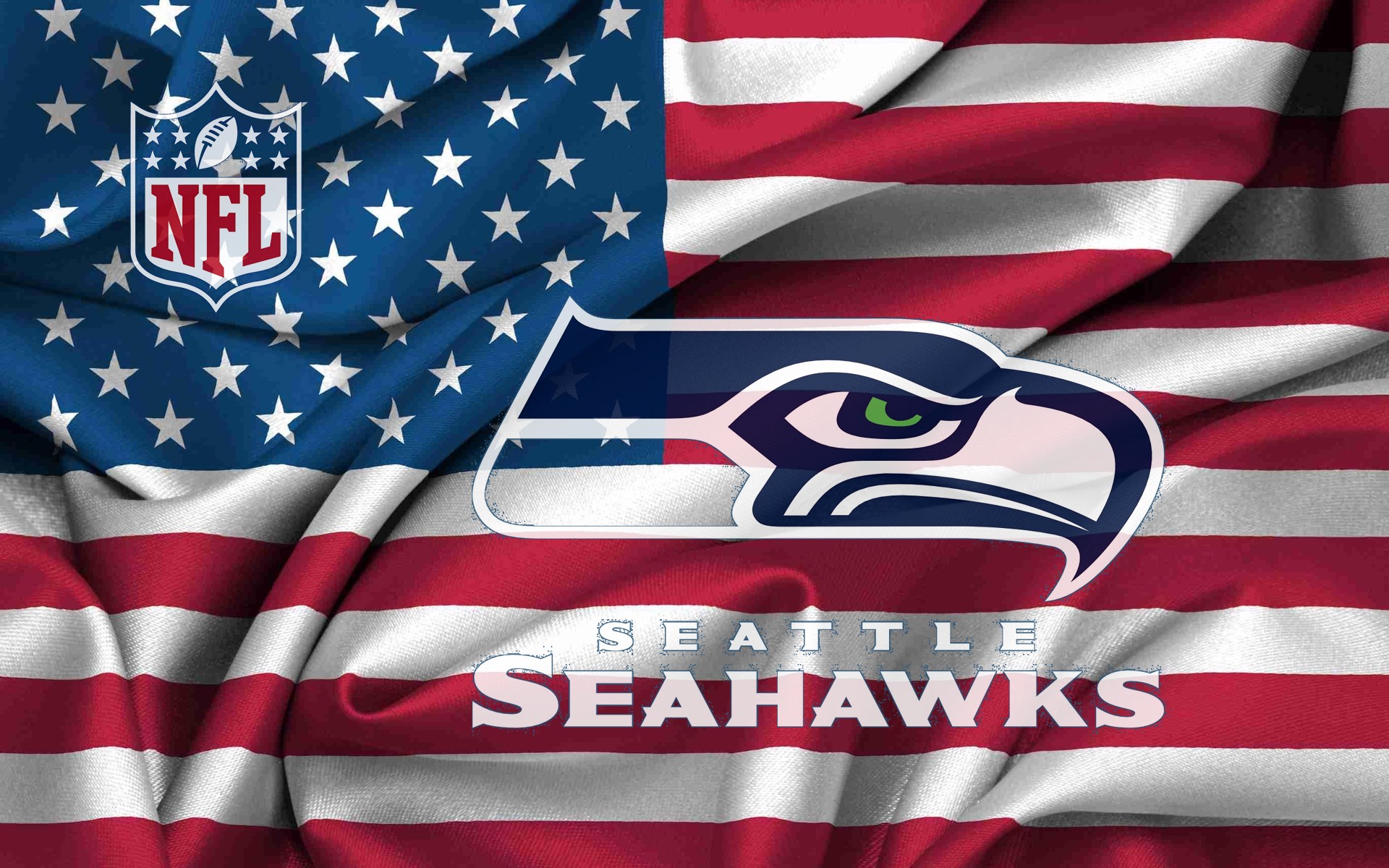Seattle Seahawks On USA Windy Flag 1920x1200 WIDE NFL / Seattle ...