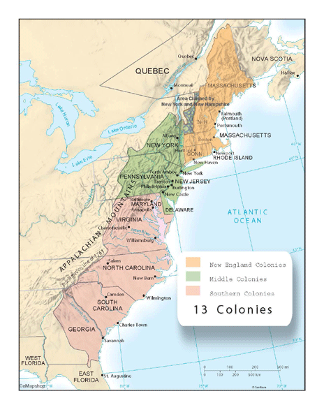 13 Colonies Map - Cliparts.co