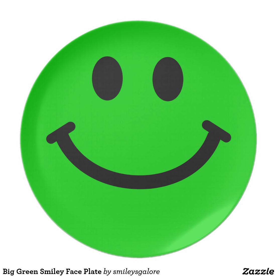 Big Green Smiley Face Plate | Zazzle