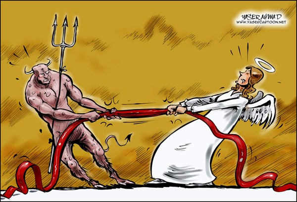 Tug of War by Political Cartoonist Yaser Ahmad