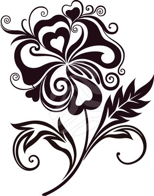 Abstract flower line-art - clipart #