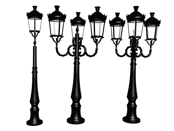 street lamppost boulevard streetlamp avenue, (.3ds) 3D Studio ...