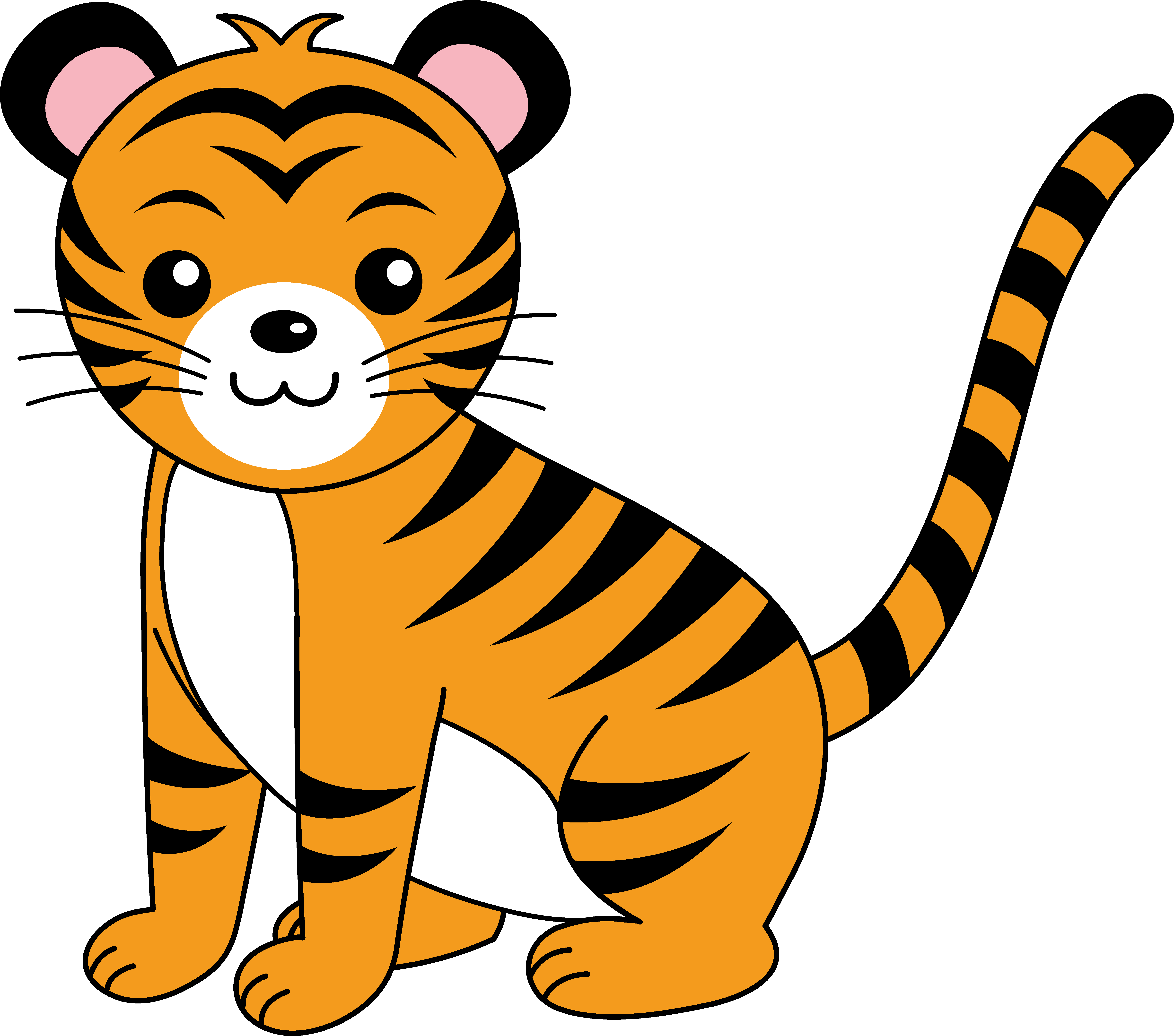 Cute Orange Tiger Cub - Free Clip Art