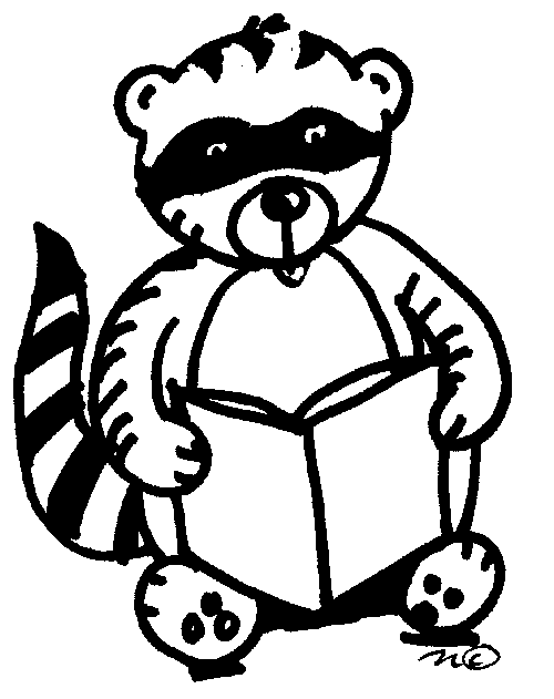raccoon reading book - Clip Art Gallery