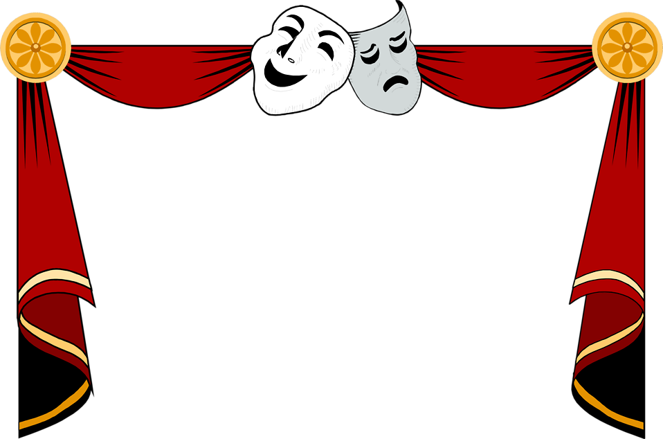Free Stock Photos | Illustration of a drama masks and curtains ...
