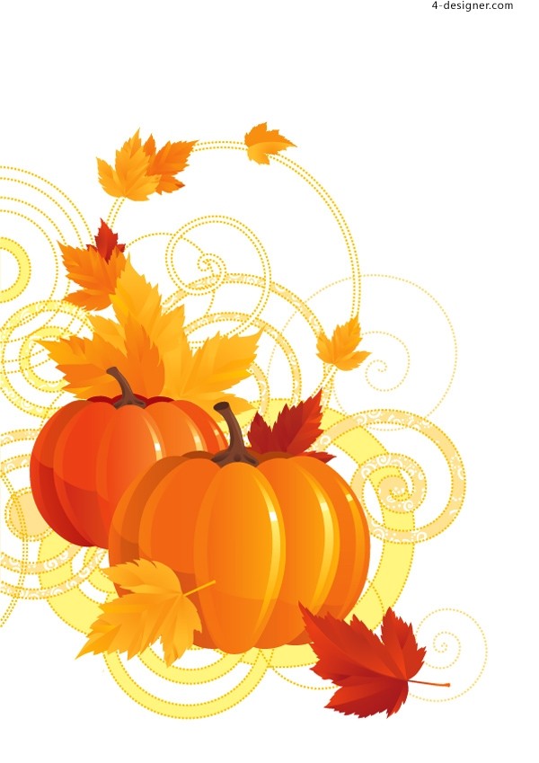 4-Designer | Vector material of cute pumpkin with autumn theme