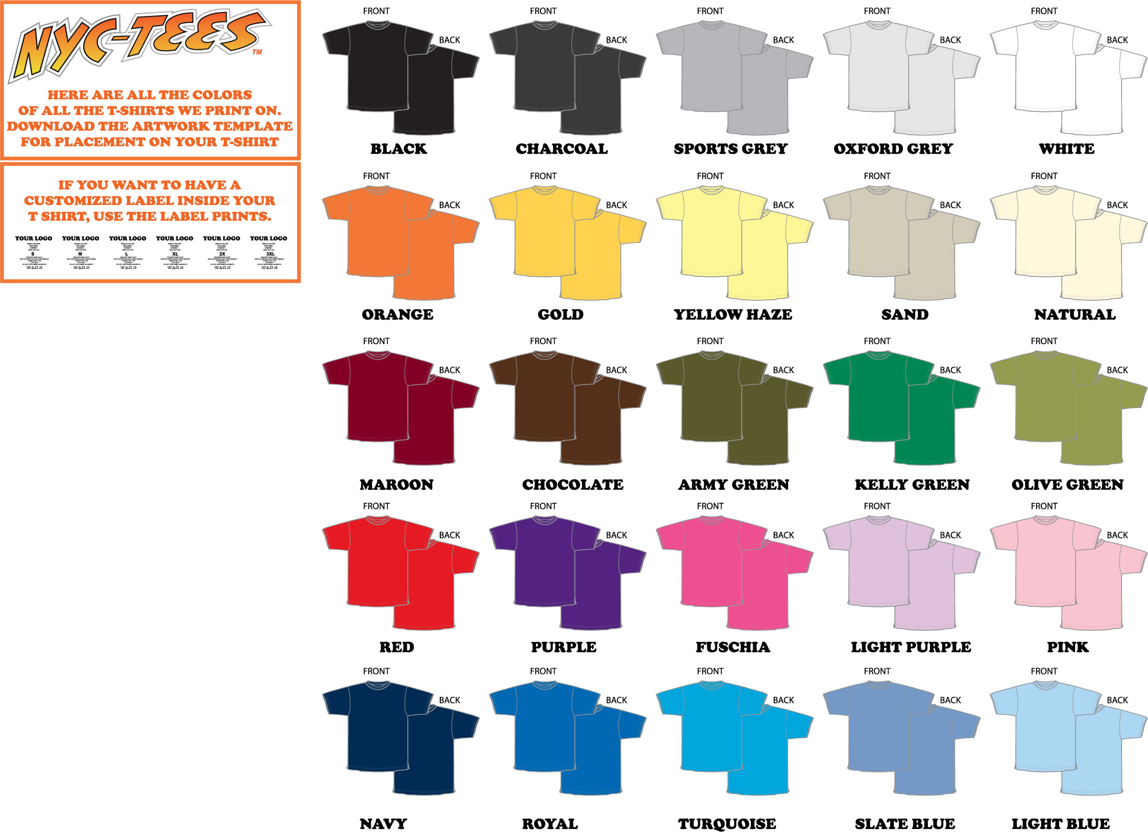 NYC TEES t shirt templates Layout your Design onto our t shirts ...