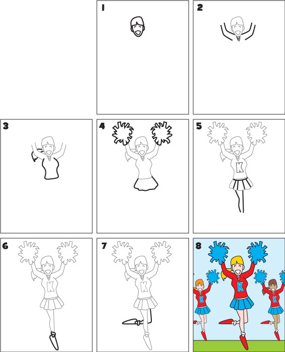 How To Draw a Cheerleader | Kid Scoop