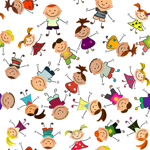 Playing children Cartoon vector set 02 - Vector Cartoon free download