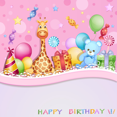 Cartoon Birthday cards design vector 05 - Vector Festival free ...