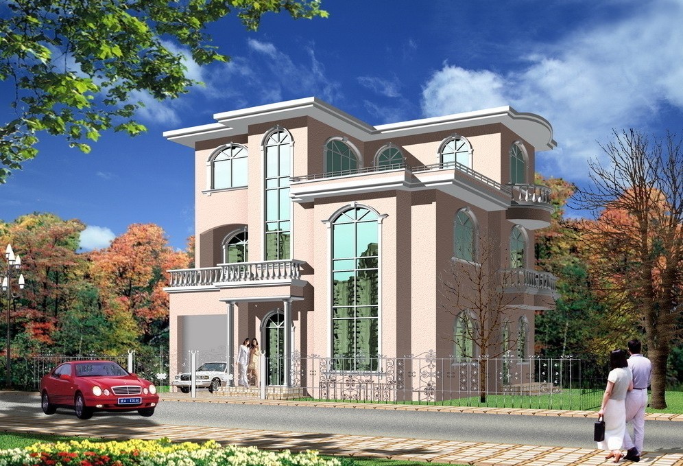 3d view of a house classical style villa | 3D house, Free 3D house ...