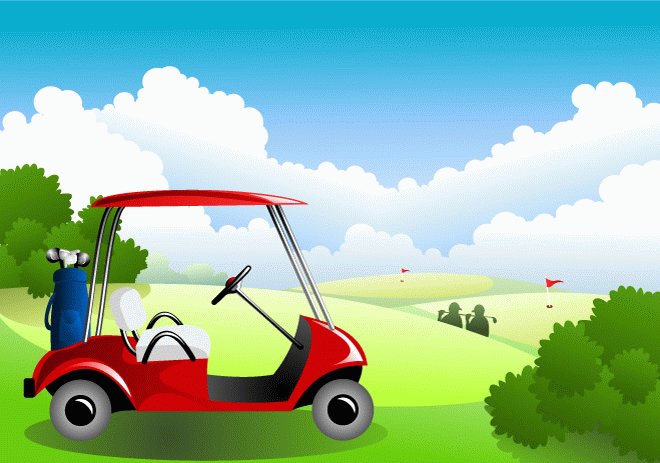 Cartoon golf courses and car vector landscape plan | Vector Images ...