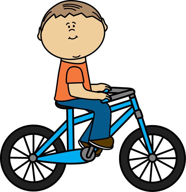 Boy Riding a Bicycle Clip Art - Boy Riding a Bicycle Image