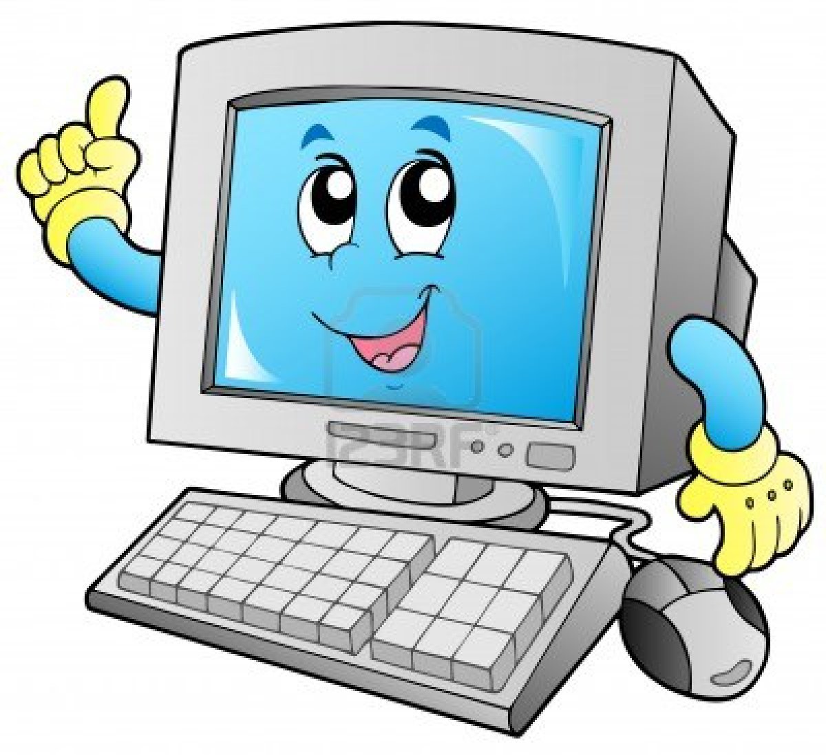 Inspiring Cartoon Smiling Desktop Computer Vector Illustration ...