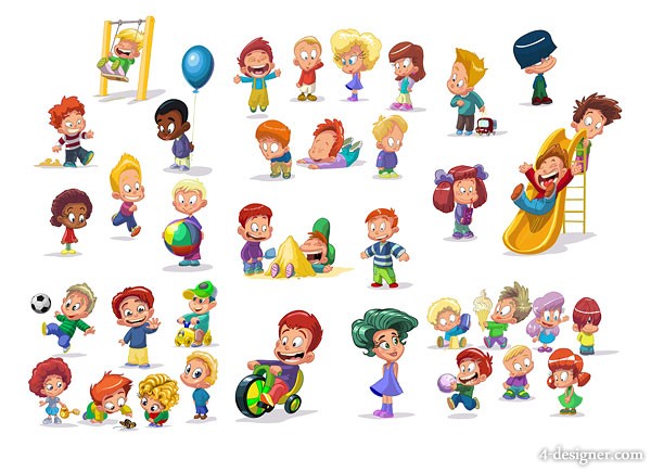 4-Designer | Cute cartoon children vector material