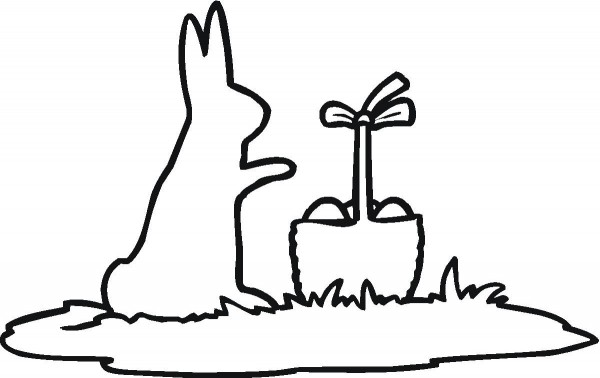Easter Bunny : Rabbit And Easter Basket Outline. Easter Bunny ...