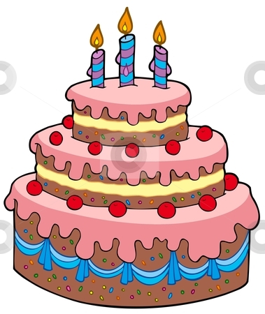Big cartoon birthday cake stock vector