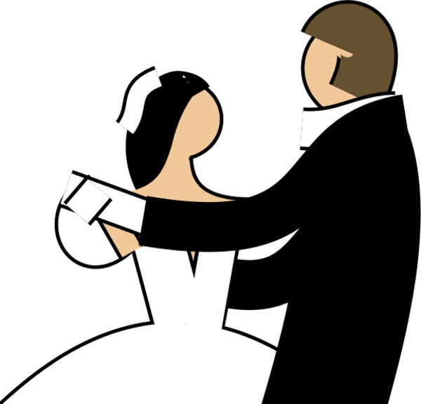 Bride Groom Dancing Cartoon - vector Clip Art