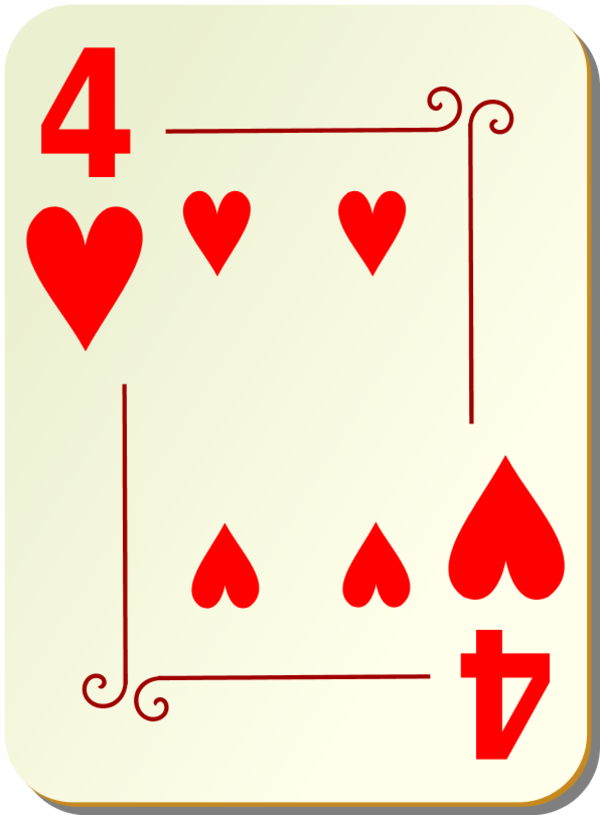 4 of hearts playing cards deck - vector Clip Art