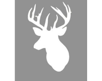 Items similar to Deer head silhouette wall art print Black tan ...