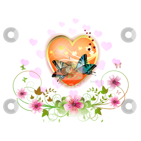 Heart decorated with flowers stock vector