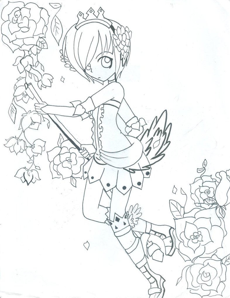 Blue rose line art by hynathia on DeviantArt