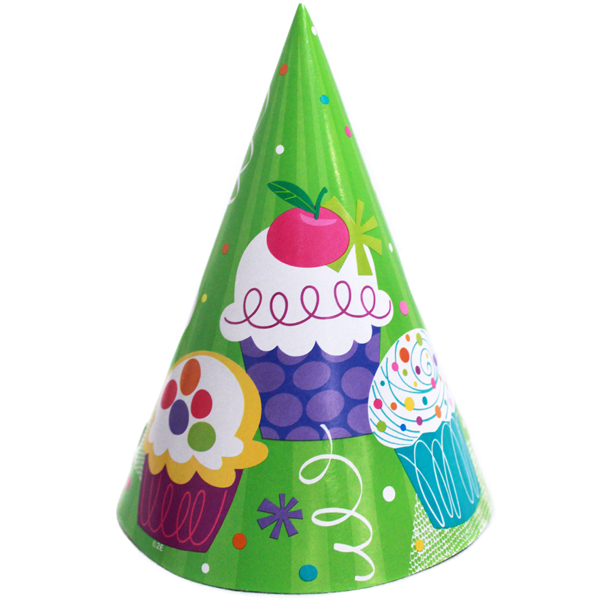 Cupcake Time Party Hats (8) at Birthday Direct