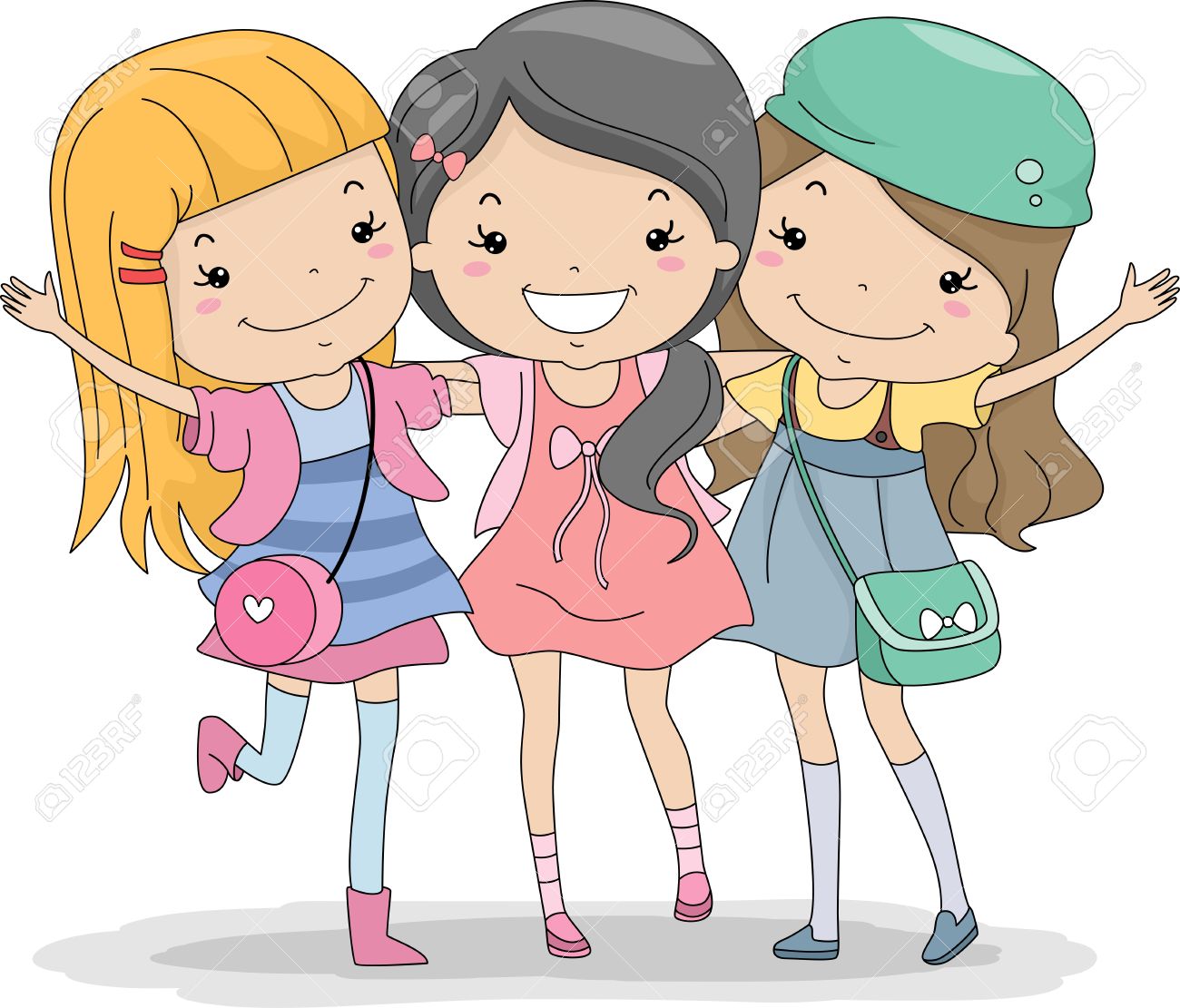 Three Best Friends Pictures Cartoon - Friends Cute Group Girl Drawn ...