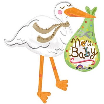 Amazon.com: "New Baby" Stork Bundle Dots Green 39" Balloon Mylar ...