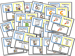Mrs. Wills Kindergarten: Station Signs Freebie and a Giveaway