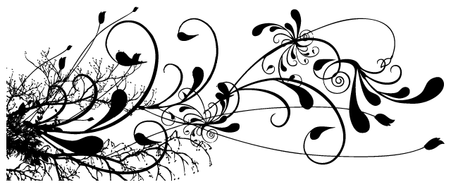 BUMPER STICKERS > Swirl Floral Tattoo (Black and White Reverse)