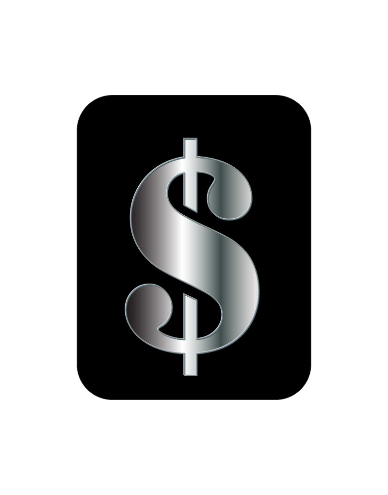 Symbol Dollar Sign $ - Metal Top Secret Font on Black Text Magnet ...