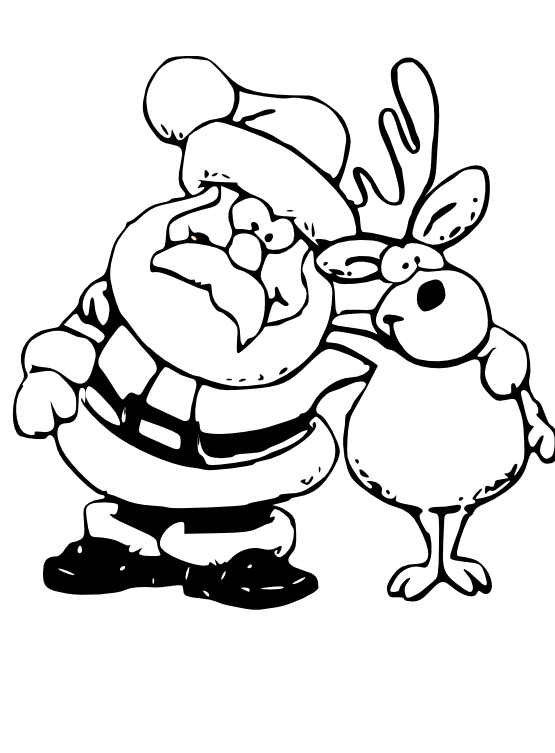 clipartist.net » Clip Art » Santa and Reindeer Black White ...