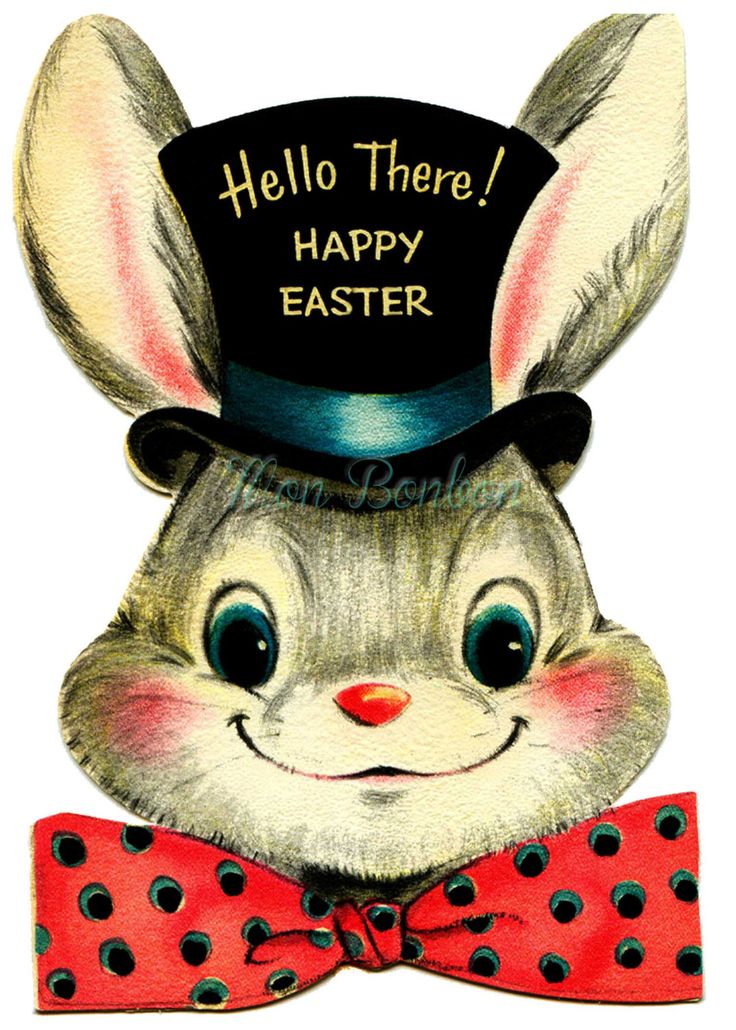 Vintage Easter Bunny Clip Art 4x6 Digital Clip Art- use for scrapbook…